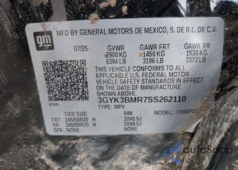 2025 Cadillac Optiq Luxury 1 Awd z USA, uszkodzony, nr VIN 3GYK3BMR7SS262110